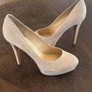 Gianni Bini Light Nude Suede Platform Pumps